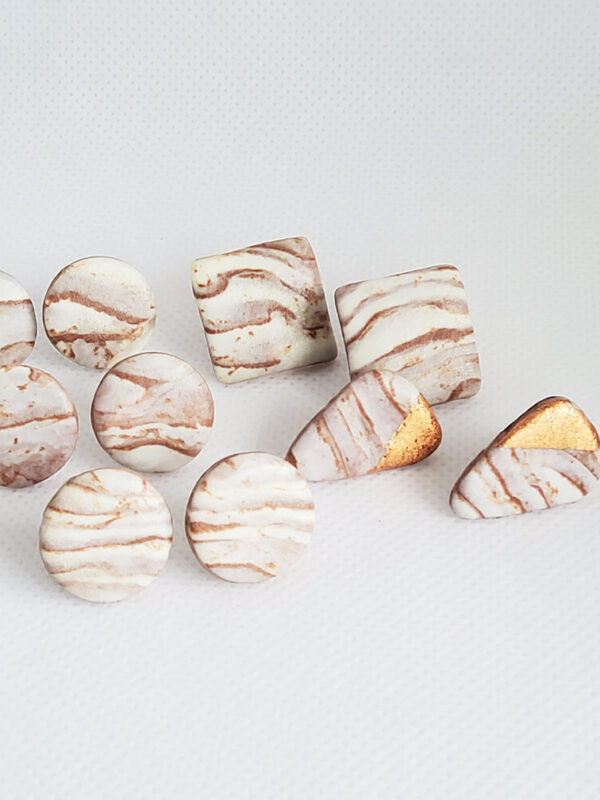 Small earrings with a marbl. Eco-friendly handmade jewelrye effect.